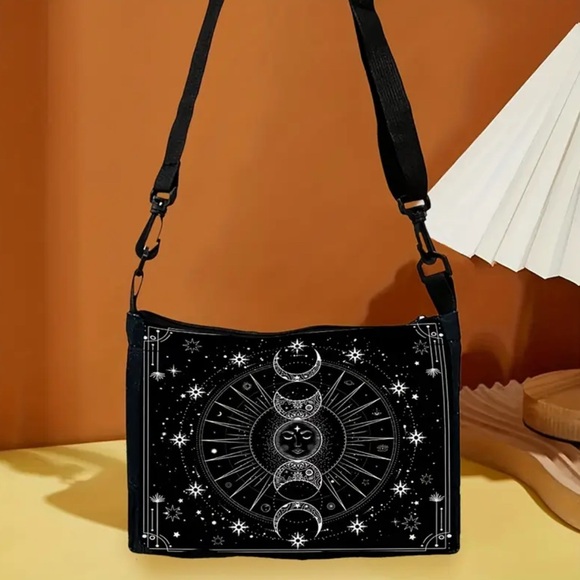 Black and White Celestial Crossbody Bag - Picture 2 of 6